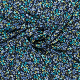 aqua blauw gebloemd viscose twill stof