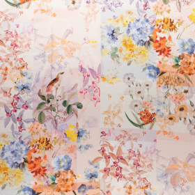 pastel geblokt zijde satijn stretch met fleurig bloem dessin Italiaans import