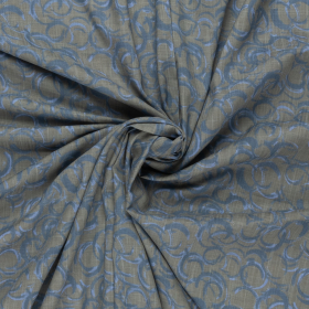 grijs denimblauw fantasie bedrukt linnenlook