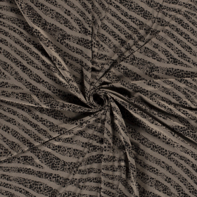 olijfgroen zwart fantasie gestreept bedrukt stretch tricot