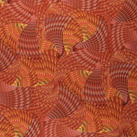 brique bruin stretch tricot met geel roze fantasie inkjet print italiaans import