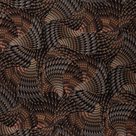 zwart stretch tricot met bruin oker fantasie inkjet print italiaans import