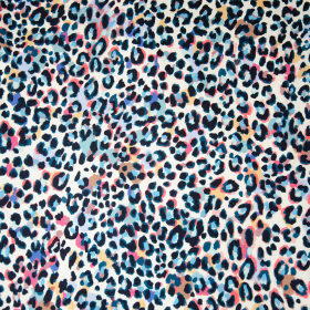 room stretch tricot met blauw petrol roze animal inkjet print