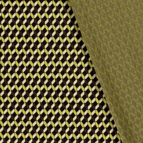taupe grijs lime abstract dessin gebreid jacquard stof