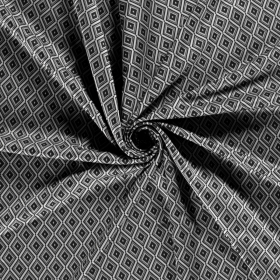 grijs zwart schuin abstract dessin gebreid jacquard stof