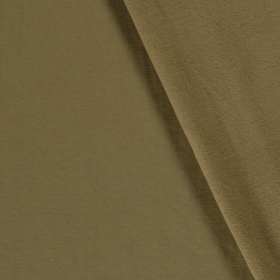 kaki groen gevoerd viscose tricot stof met extra stretch
