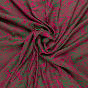 groen fuchsia abstract cirkels jacquard stof Italiaans import