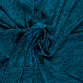 petrol zwart jacquard viscose mix stof