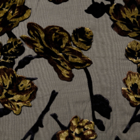 zwart ausbrenner met olijfgroene fluwelen bloemen