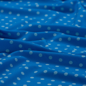 koningsblauw bubble chiffon dog bedrukt met bleue Polka dot