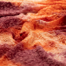 creme oranje rood tie an dye cloqué stretch jersey stof Italiaans import