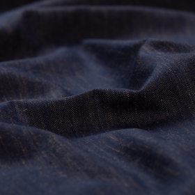 donkerblauw met koper accent linnen lyocell katoen mix denim stof