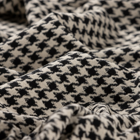 zwart ecru pied de poule stof met stretch Italiaans import