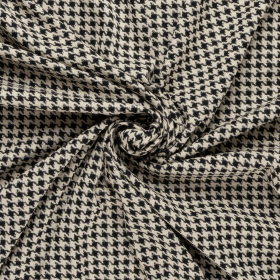 zwart ecru pied de poule stof met stretch Italiaans import