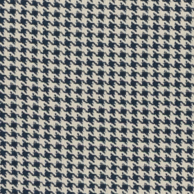 donkerblauw ecru pied de poule stof met stretch Italiaans import