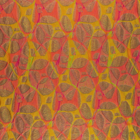 abrikoos, eigeel, limoen jacquard stof Italiaans import