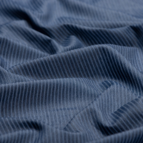 Blauw gestreept viscose mix chambray stof Italiaans import