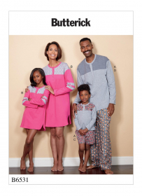 pyjama en nachthemd (maat S-XL en 98-158) Butterick 6531